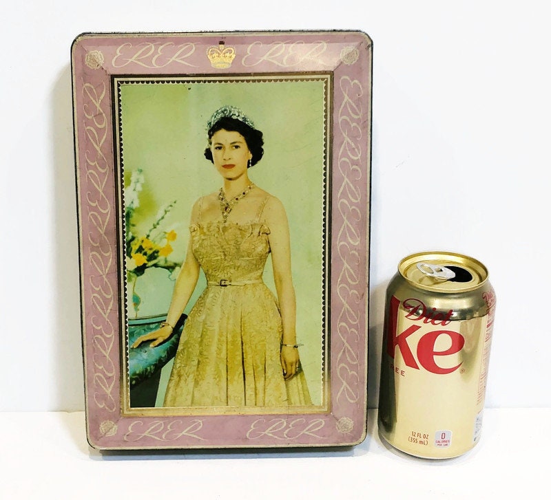 Vintage H.M. Queen Elizabeth II Coronation Tin, Pinkish