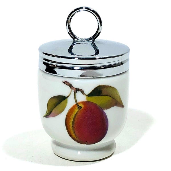 Vintage Royal Worcester  Egg Coddler - Evesham Gold "Peach and Berry" Silver Lid (1 Available)
