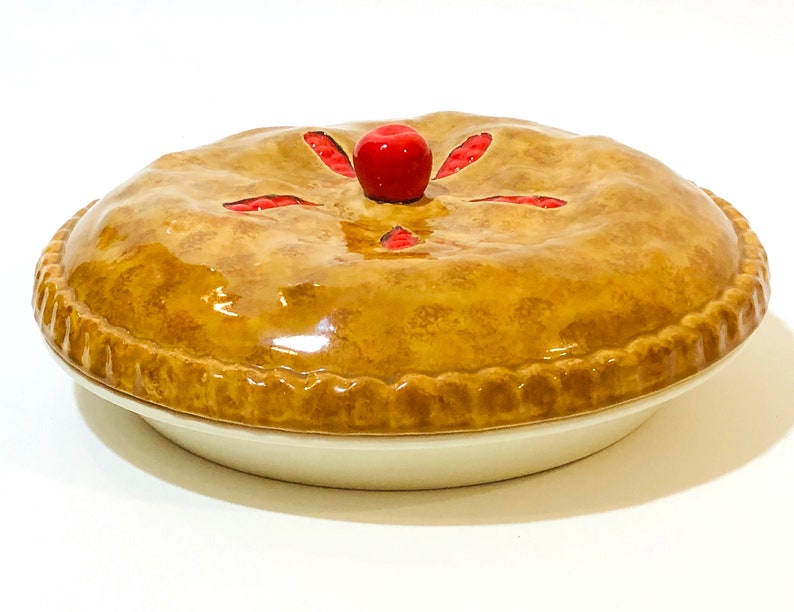 Vintage Ceramic Pie Keeper with Lid Cherry Pie Realistic Pie Etsy