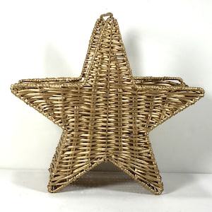 Vintage Gold Star Basket - Wicker and Wire Star Basket - Small Sized