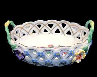 Antique Pierced Mini Porcelain Basket, by Carl Thieme 