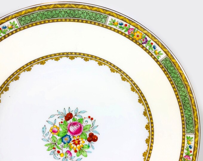 Antique Minton Dinner Plate, Pattern H4199, Circa 1928, Green and