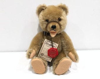 Vintage Hermann Mohair Teddy Bear, 10.75" tall,  Made in West Germany, Jointed Arms, Legs and Head, Original Tag/Paperwork, Pre-1991