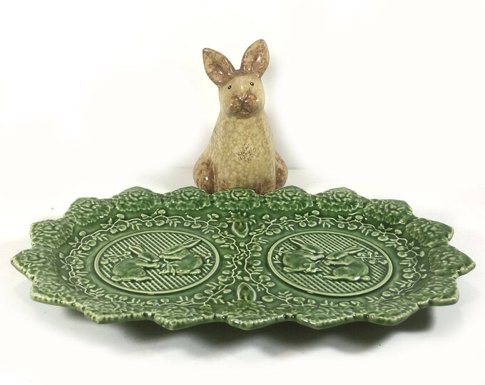 Bordallo Pinheiro, Green Sandwich Tray, Serving Platter, Textured Bunny ...
