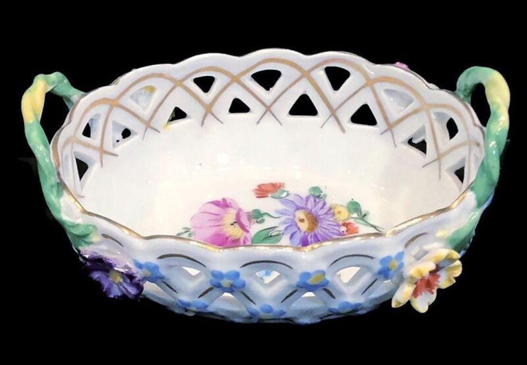 Antique Pierced Mini Porcelain Basket, by Carl Thieme 