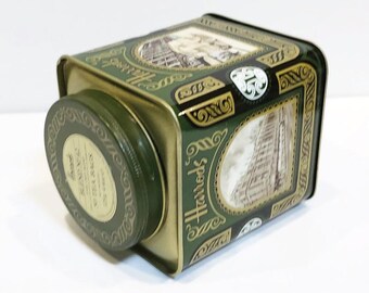 Vintage Harrods Knightsbridge Tin Tea Container, Forest