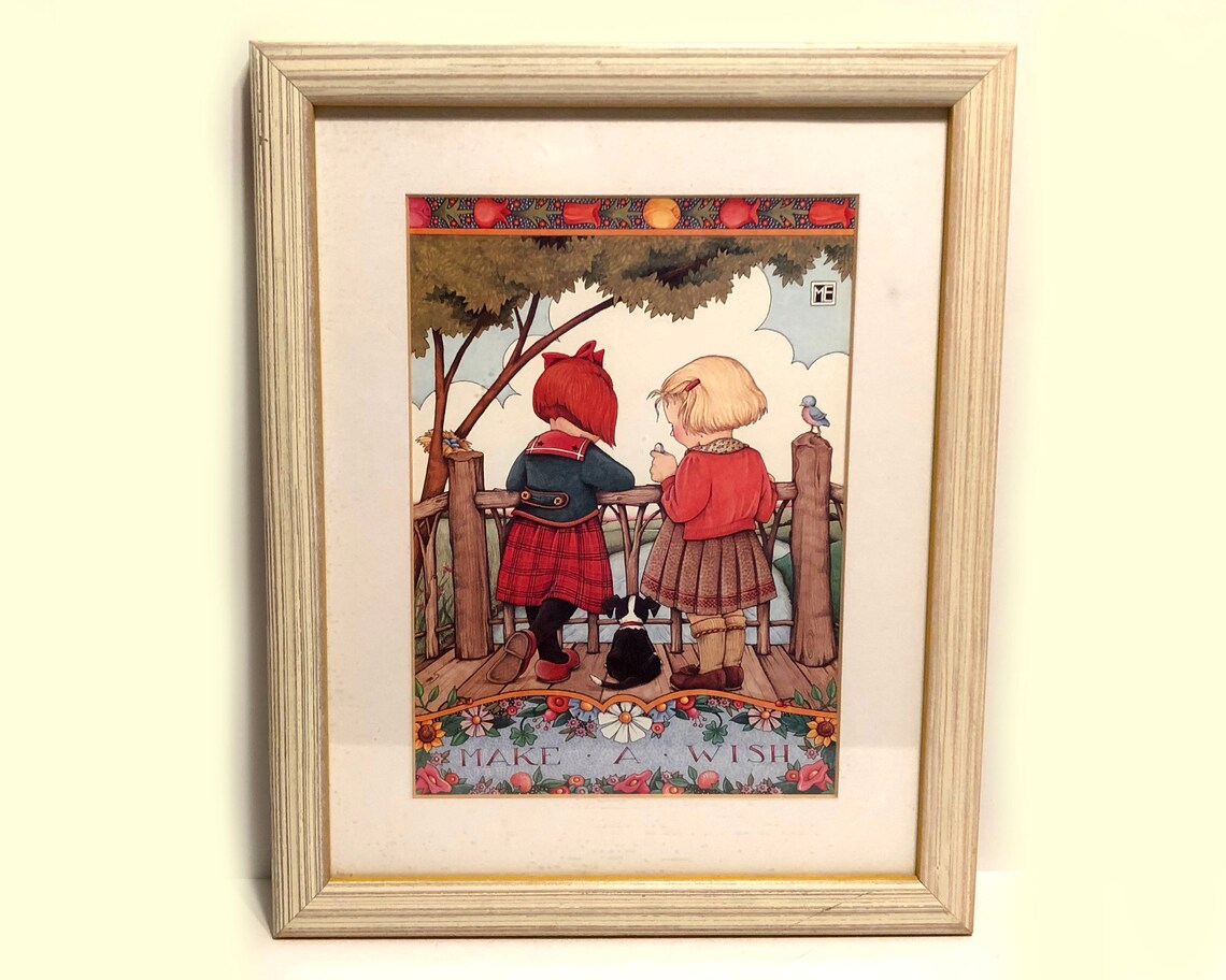 Vintage Mary Engelbreit Framed Poster Make a Wish | Etsy