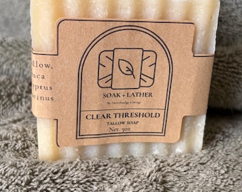 Jabón de sebo Clear Threshold – Árbol de té, romero, eucalipto (pastilla hecha a mano)