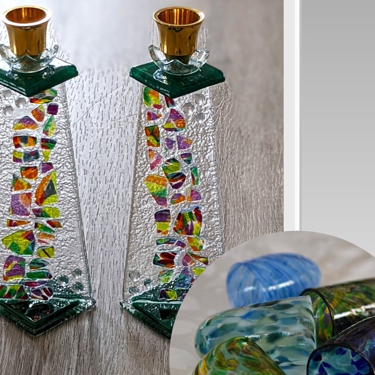 Chuppah Glass Shabbat Candlesticks & Chuppah Cup Bundle Keepsake Jewish Wedding Gift Custom Candle Holder From Your Crushed Wedding Glass - Etsy