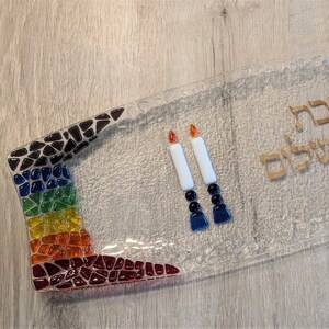 Orgullo LGBTQ Plato Shabat Shalom Challah, regalo de boda LGBTQ, regalo de pareja gay judía, regalo de pareja de lesbianas judías por YafitGlass