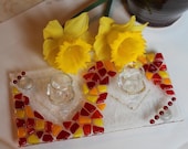 Mosaik Herbst Shabbat Kerzenhalter von YafitGlass