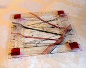 Geometrischer Kontrast Glas Servierplatte rot/schwarz Farben von YafitGlass