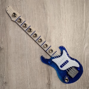 Blue electric guitar bass menorah, kosher menorah by YafitGlass