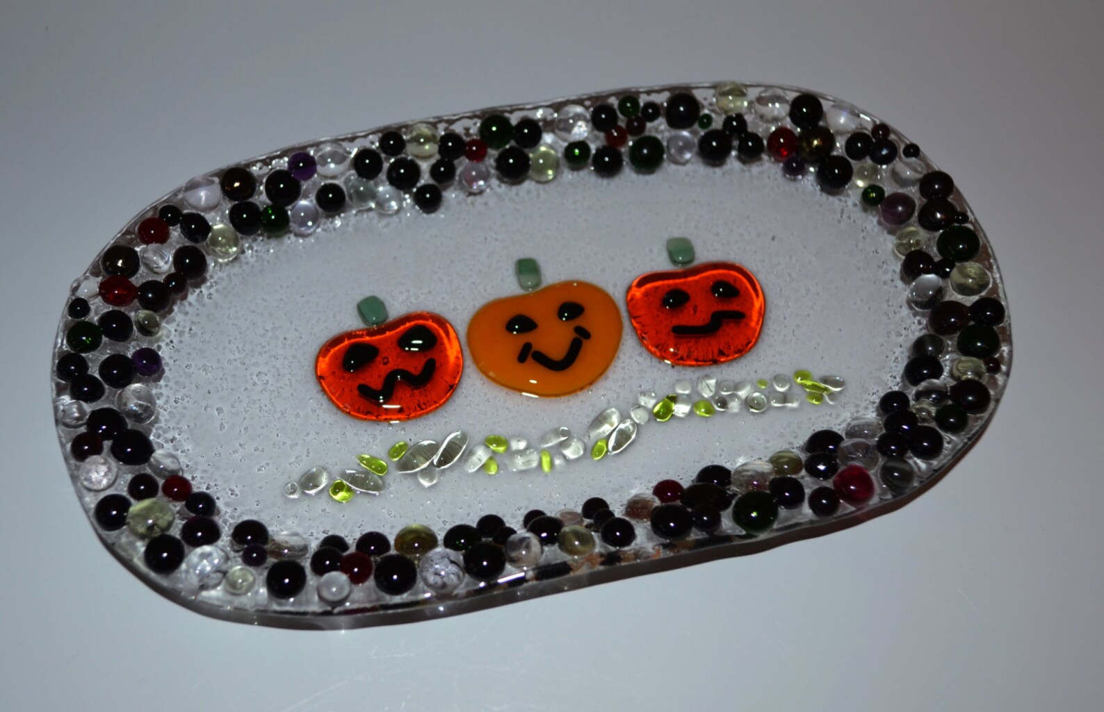 Halloween Pumpkin Triplet Glass Fused Plate by Yafitglass - Etsy