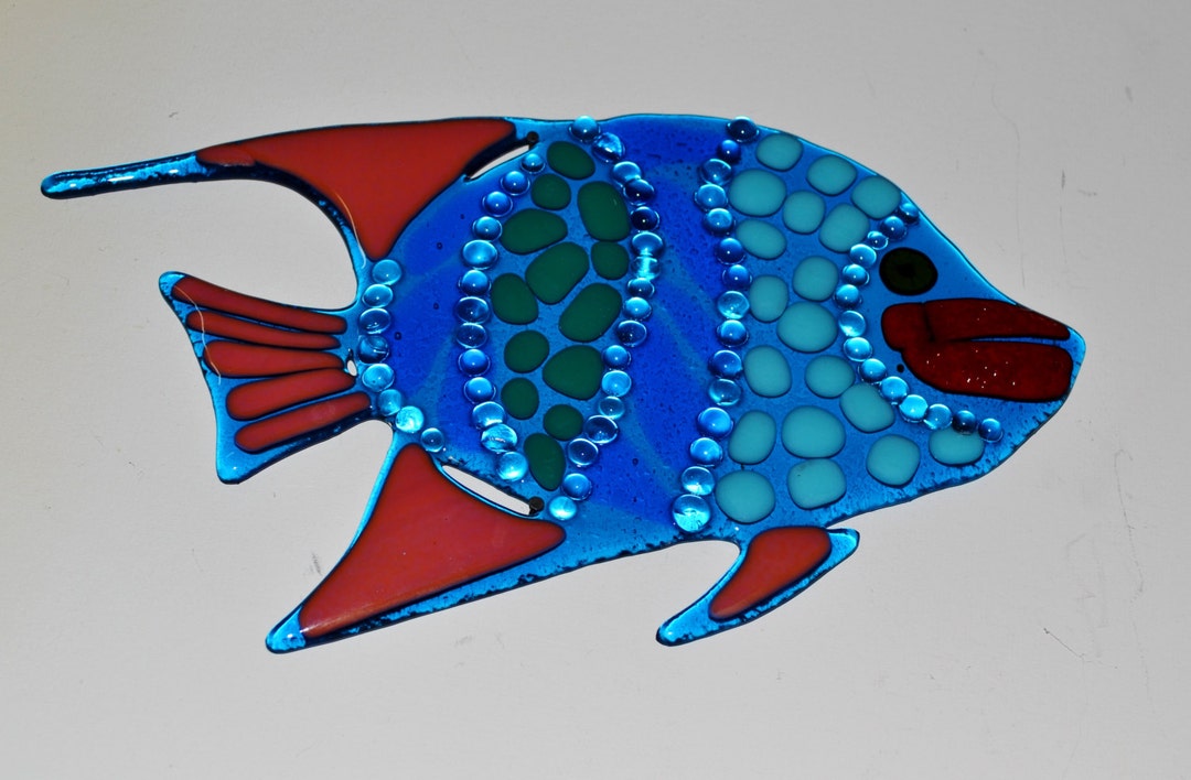 Angel Fish Glass Fused Wall Décor, Wall Hanging Colorful Art by ...