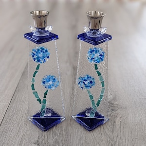 Flowers for Shabbat wedding shards Shabbat candle sticks, Chuppah glass shards art, Jewish wedding gift custom order by YafitGlass