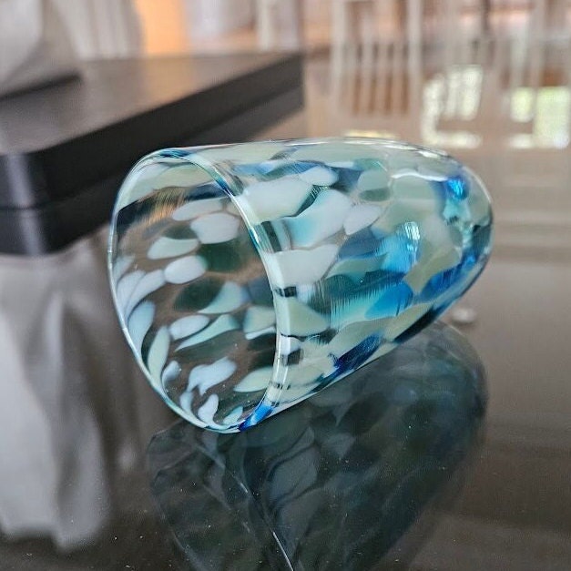 Jewish wedding glass for stomping seafoam colors Jewish wedding gift groom stomping wedding cup smashed glass by YafitGlass