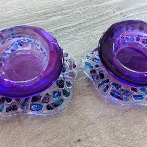 Hochzeit Scherben Blume Shabbat Teelicht Glas Kerzenhalter, Jüdisches Hochzeitsgeschenk, Chuppah Glasscherben nach Wunsch von YafitGlass