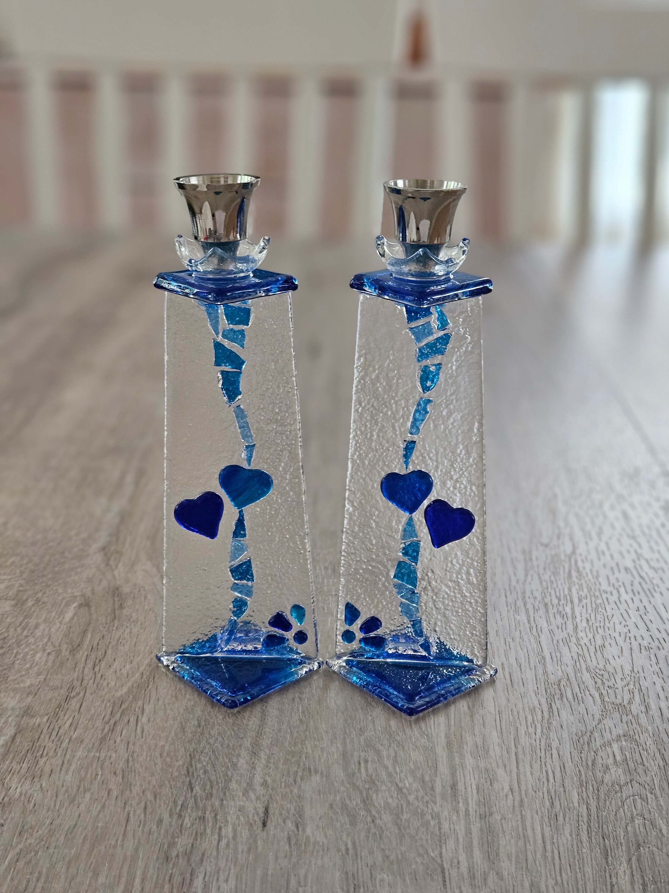 Chuppah Glass Shabbat Candlesticks And Chuppah Cup Bundle Keepsake Jewish Wedding Gift Custom Candle Holder From Your Crushed Wedding Glass | MakerPlace By Michaels