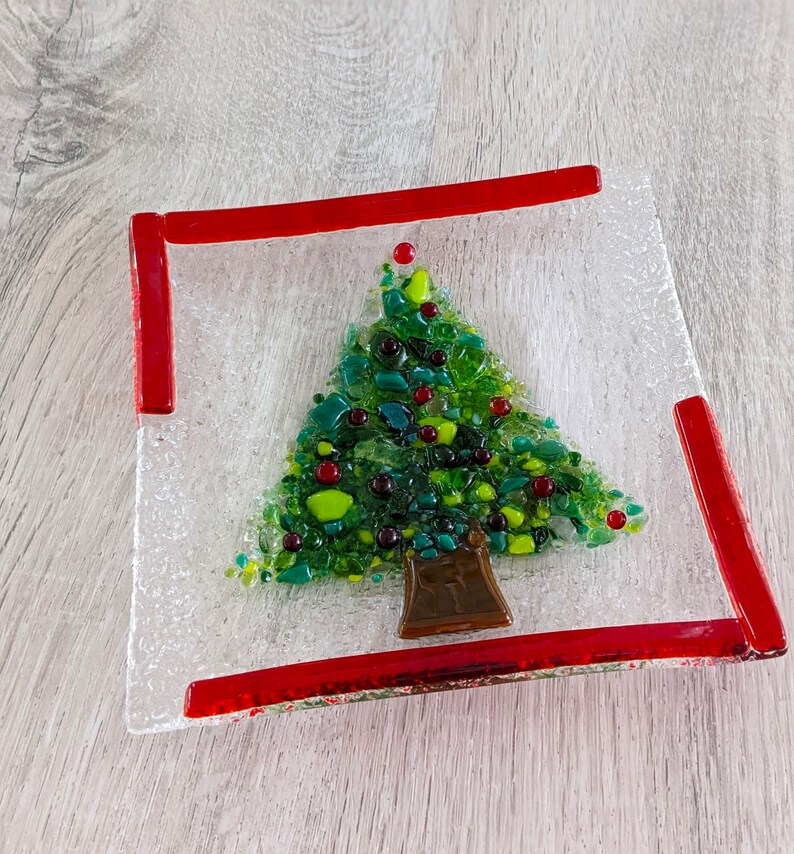 Christmas Tree Small Glass Plate Christmas Stocking Little Etsy