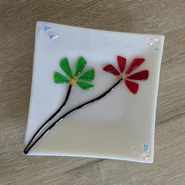 Glass Plate Flower Etsy
