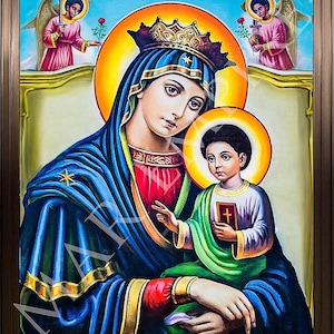 Ethiopisch Eritrese orthodoxe Maagd Maria icoon (24 x 36 inch groot formaat lijst)