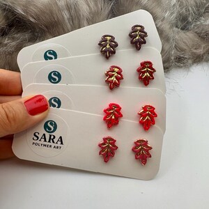 Puce d&#39;oreille feuille, boucles d&#39;oreilles légères, boucle d&#39;oreille tendance, cadeau pour elle, boucle d&#39;oreille en pâte polymère, hypoallergénique, boucles d&#39;oreilles en acier inoxydable