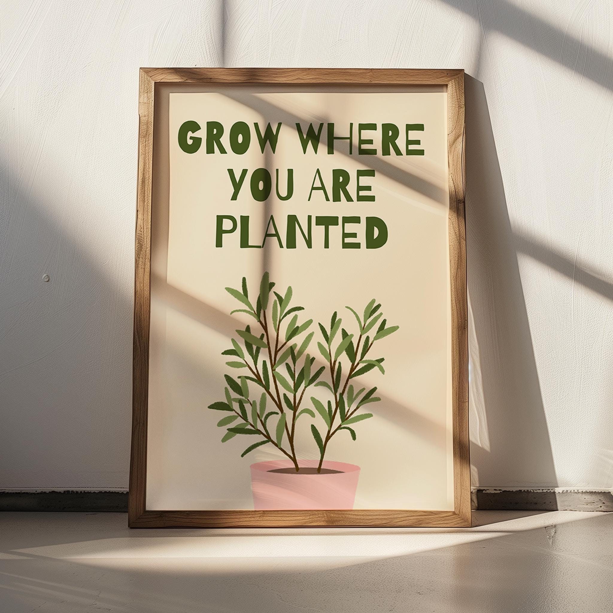 Plant Lover Digital Print | Grow Where You Are Planted Quote Poster | Cute  Plant Decorations | Plant Mom Wall Art Gift | Earthy Home Decor - Etsy