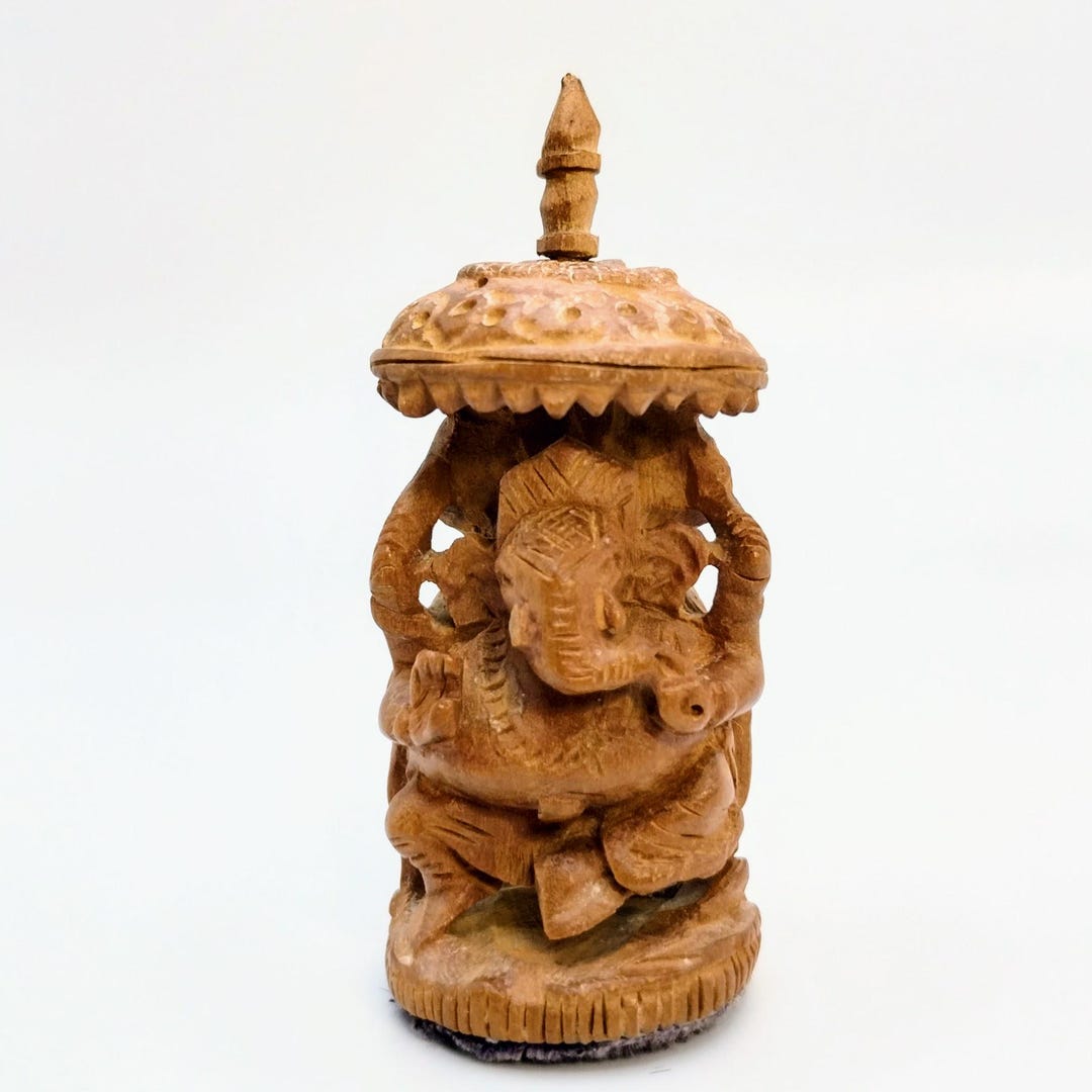 Small Hand Carved Wooden Ganesha Statue 1980s Vintage Indian Hindu ...