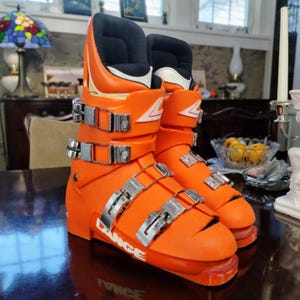 Vintage Lange Orange Ski Boots Size 11 With Blue Outdoor Products