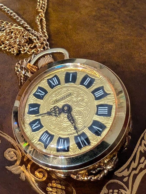 Vintage Lucerne Swiss Wind-up Watch Necklace – Gold Cameo 