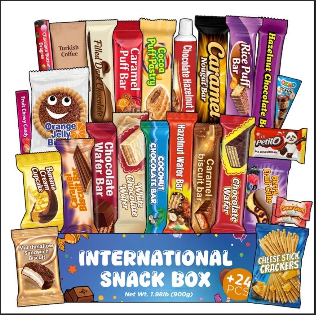 Snacks R Us International Snack Box, 24 Piece Variety Pack, Turkish Snacks - Etsy