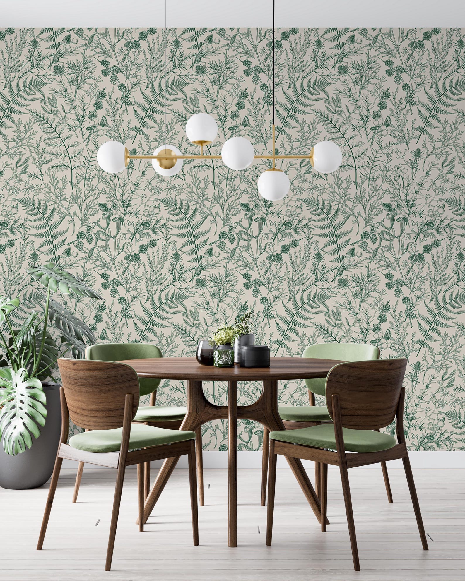 Green Botanical Fern Leaf Wallpaper - Nature-inspired Wall Decor / Peel ...