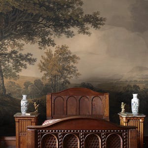 Scenic Wallpaper, Rural Landscape Wallpaper Removable, Vintage Landscape Painting Wallpaper,  Peel and Stick Wallpaper, Rural Painting