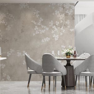 Elegant Floral Wallpaper Mural: Modern Minimalist Peel and Stick