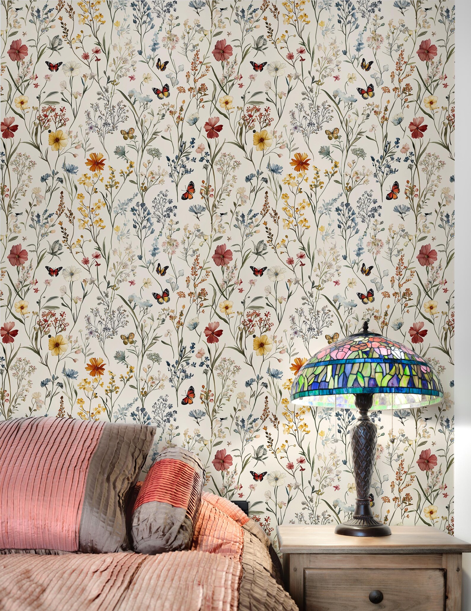 Vintage Floral and Butterfly Wallpaper - Peel and Stick Removable Wall ...