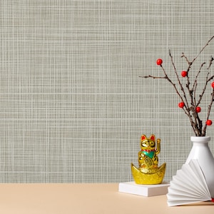 Elegant Linen Grid Wallpaper - Neutral Textured Peel and Stick / Peel and Stick Wallpaper - Removable Wallpaper