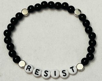 Friendship Bracelet / Resist / Democrat Black and Silver bracelet