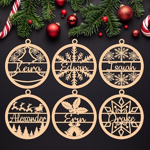 Personalized Christmas Ornament 2025 – Custom Family Name Tag, Laser Cut Keepsake, Stocking Stuffer, Gift Tag, Holiday Tree Decor