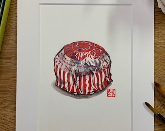 Tunnocks Teacake A6 Watercolour Wall Art Print-Scottish Gift