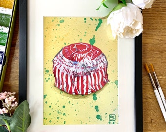 Scottish Tunnocks Teacake Watercolour Home Decor Giclee Print A5/A4 Mounted/Unmounted-Scotland Gifts