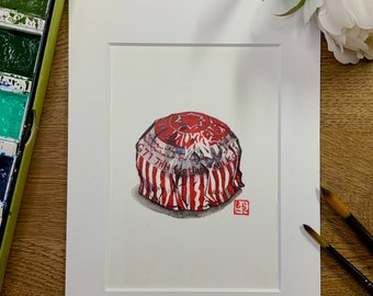 Tunnocks Teacake A6 Watercolour Wall Art Print-Scottish Gift