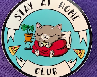 Stay at Home Cat Club Sticker