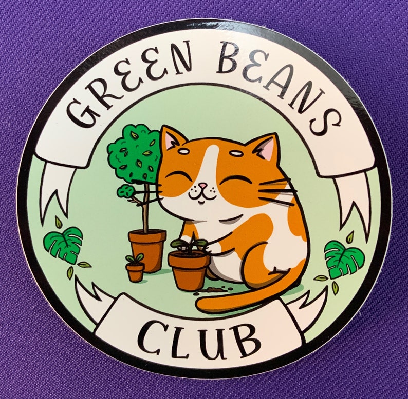 Green Beans Cat Club Sticker image 1