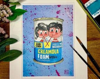 Scottish Cremola Foam Retro Home Decor Giclee Print A5/A4 Mounted-Scotland Gifts
