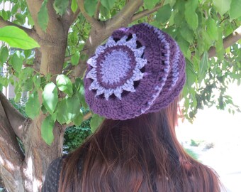 Sunflower Mandala Boho Style Hat, Crochet Boho Style