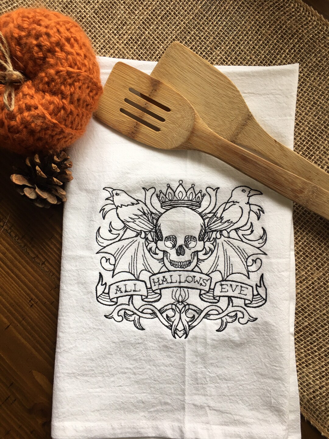 All Hallows Eve Torchon Serviette Skull Halloween - Etsy France