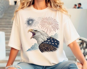Bald Eagle PNG USA Fourth of July America PNG 4th of July Png Fireworks Proud American Red White and Blue Digital Download America Shirt