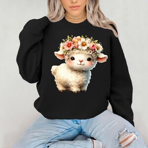Lamb Png Floral Headband Cute Sheep Cute Lamb Spring Png File Digital Download Printable Sublimation Shirt Design Mug Design Flower Png