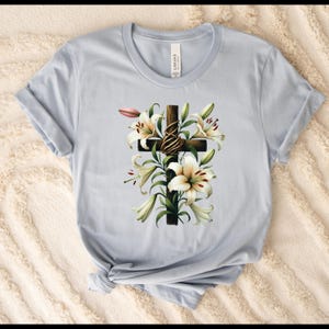 Cross Png Lilies Png Floral Cross Design Digital Download Cross with Flowers Religious Design Shirt Cross Clipart Christian Shirt Lily Png